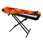 Orange Daisy Flower Print Piano Keyboard Cover