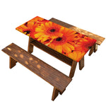 Orange Daisy Flower Print Picnic Table Cover