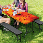 Orange Daisy Flower Print Picnic Table Cover