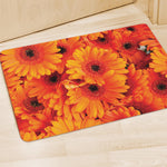 Orange Daisy Flower Print Polyester Doormat