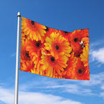 Orange Daisy Flower Print Polyester Flag