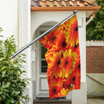 Orange Daisy Flower Print Polyester Flag