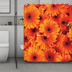 Orange Daisy Flower Print Polyester Shower Curtain