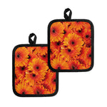 Orange Daisy Flower Print Pot Holders