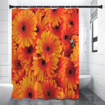 Orange Daisy Flower Print Premium Shower Curtain