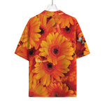 Orange Daisy Flower Print Rayon Hawaiian Shirt