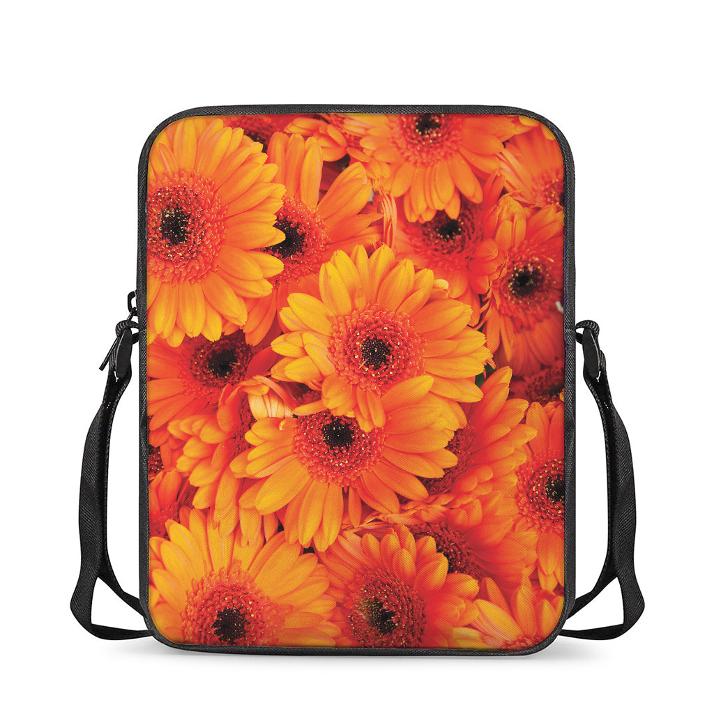 Orange Daisy Flower Print Rectangular Crossbody Bag