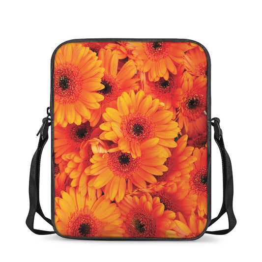 Orange Daisy Flower Print Rectangular Crossbody Bag