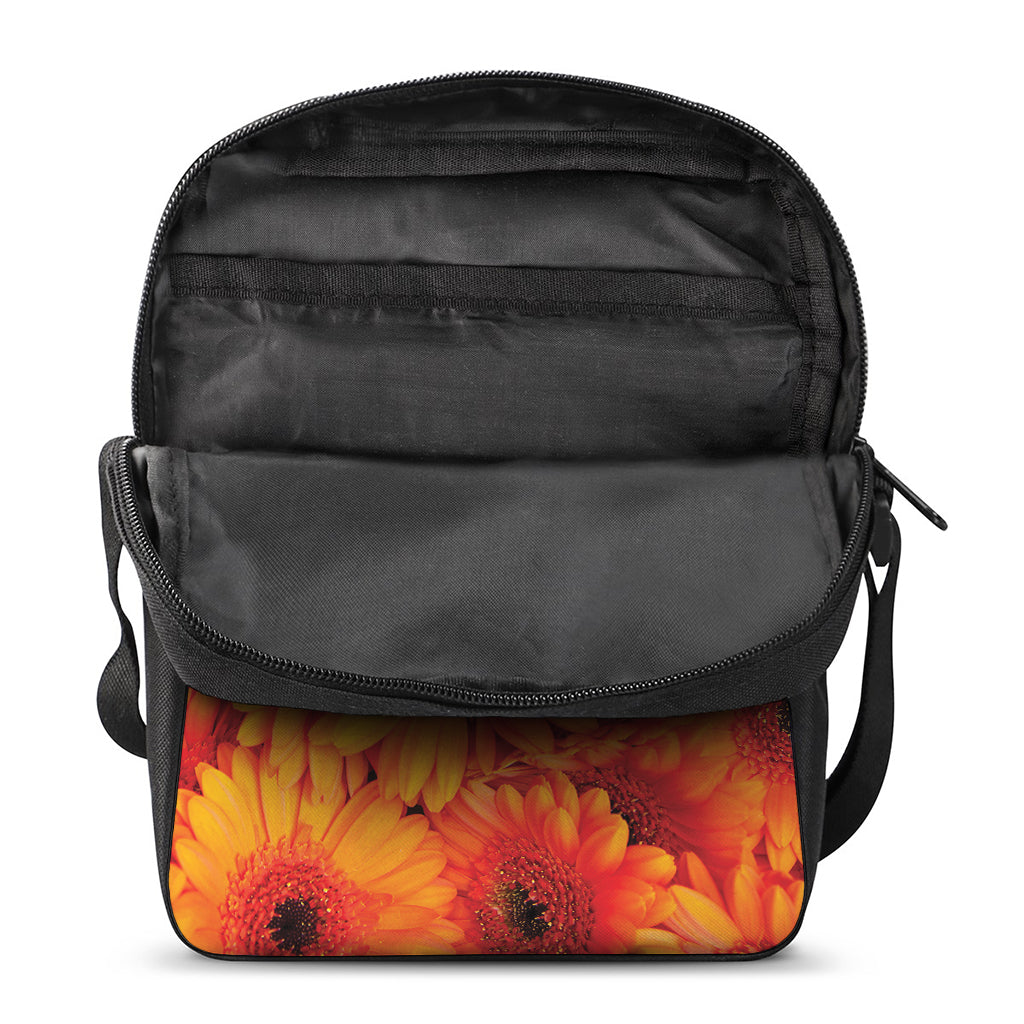 Orange Daisy Flower Print Rectangular Crossbody Bag