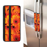Orange Daisy Flower Print Refrigerator Handle Covers