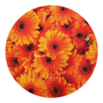 Orange Daisy Flower Print Round Blanket