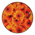 Orange Daisy Flower Print Round Floor Mat