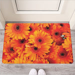 Orange Daisy Flower Print Rubber Doormat