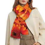 Orange Daisy Flower Print Scarf