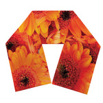 Orange Daisy Flower Print Scarf