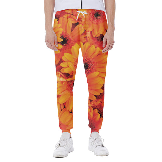 Orange Daisy Flower Print Scuba Joggers
