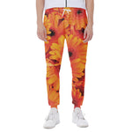 Orange Daisy Flower Print Scuba Joggers