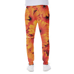Orange Daisy Flower Print Scuba Joggers