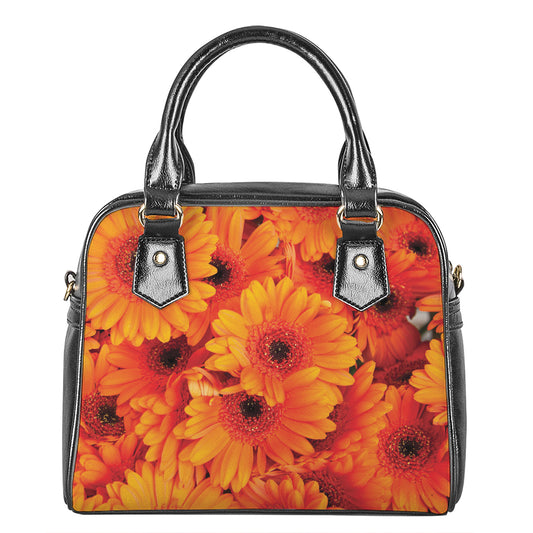 Orange Daisy Flower Print Shoulder Handbag