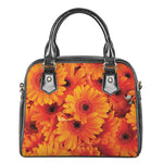 Orange Daisy Flower Print Shoulder Handbag