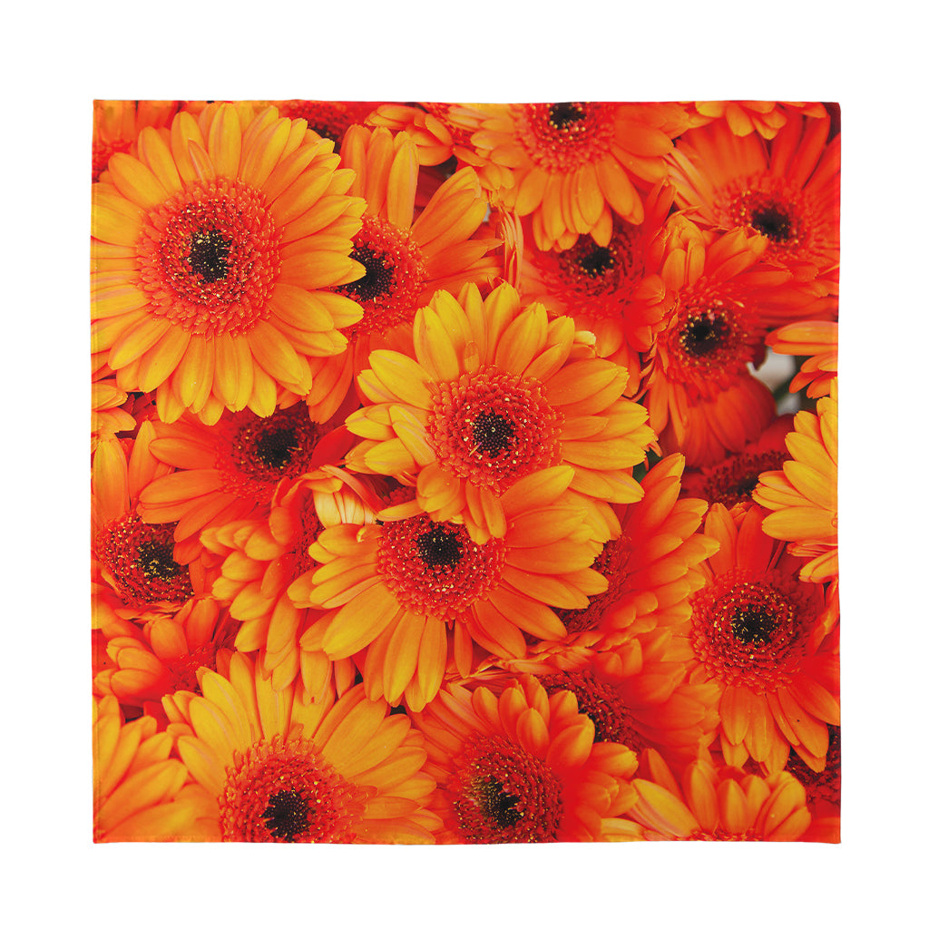 Orange Daisy Flower Print Silk Bandana