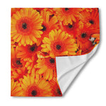 Orange Daisy Flower Print Silk Bandana