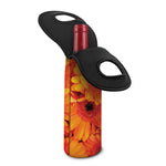 Orange Daisy Flower Print Single Neoprene Wine Tote