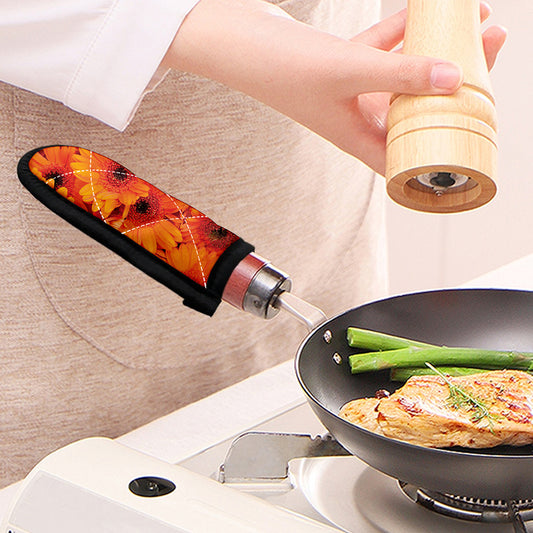 Orange Daisy Flower Print Skillet Handle Cover