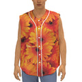 Orange Daisy Flower Print Sleeveless Baseball Jersey