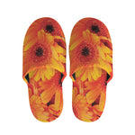 Orange Daisy Flower Print Slippers