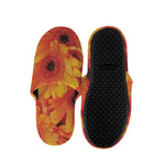Orange Daisy Flower Print Slippers