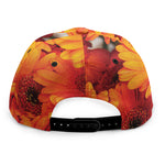 Orange Daisy Flower Print Snapback Cap