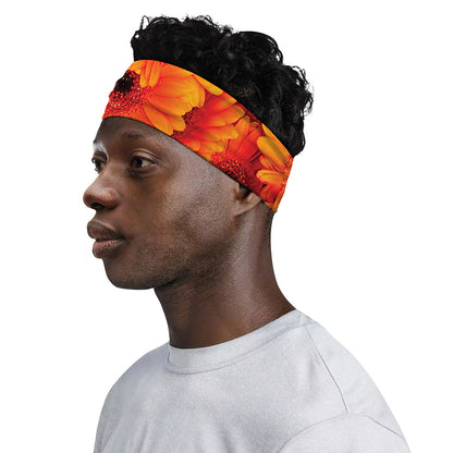 Orange Daisy Flower Print Sports Headband