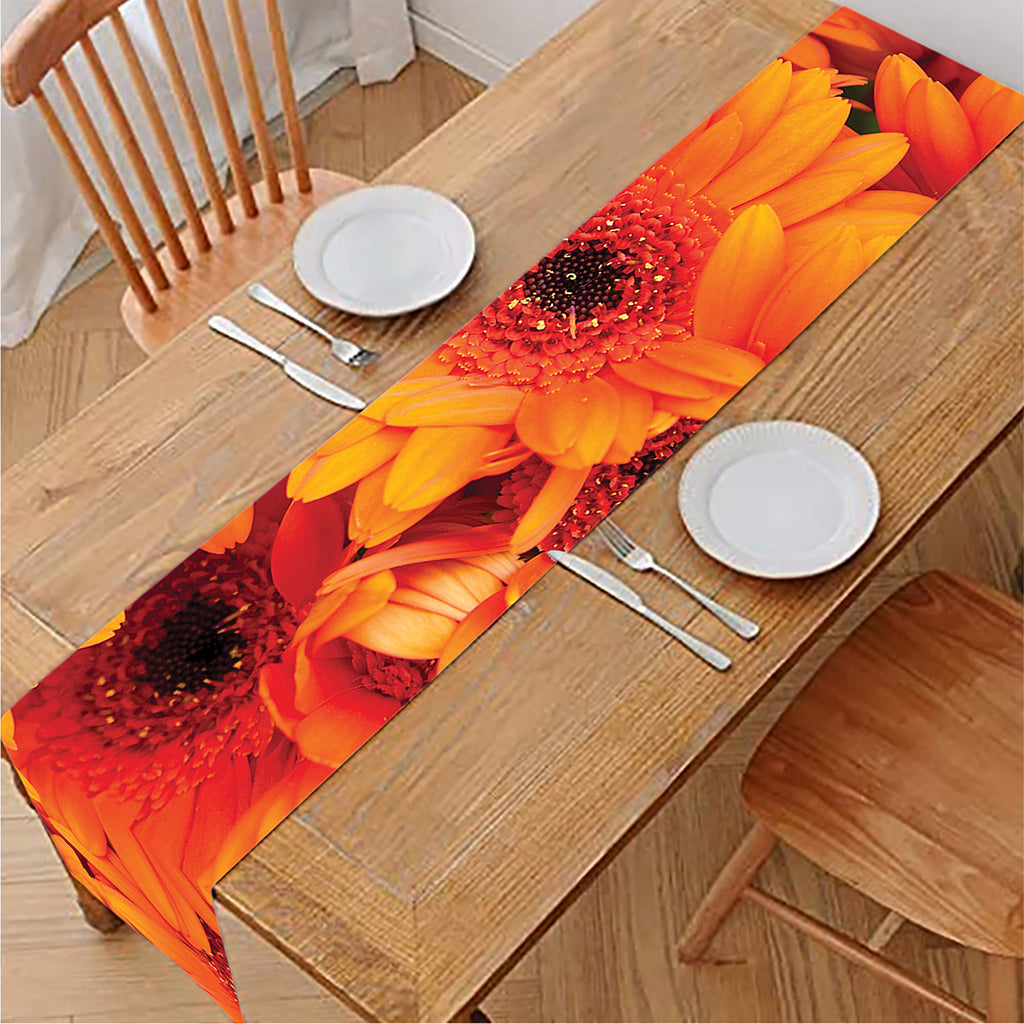 Orange Daisy Flower Print Table Runner