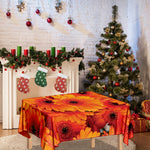 Orange Daisy Flower Print Tablecloth