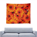 Orange Daisy Flower Print Tapestry