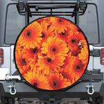 Orange Daisy Flower Print Tire Cover