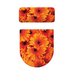 Orange Daisy Flower Print Toilet Lid And Tank Cover Set