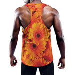 Orange Daisy Flower Print Training Tank Top