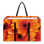 Orange Daisy Flower Print Utility Tote Bag