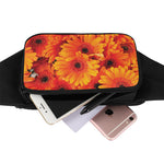 Orange Daisy Flower Print Waist Bag