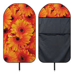 Orange Daisy Flower Print Waterproof Car Seat Cover