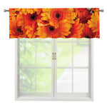 Orange Daisy Flower Print Window Valance