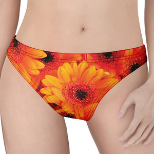 Orange Daisy Flower Print Women's Thong