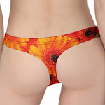 Orange Daisy Flower Print Women's Thong