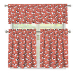 Orange Doodle Bull Terrier Pattern Print 3 Piece Kitchen Curtains