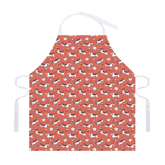 Orange Doodle Bull Terrier Pattern Print Adjustable Apron