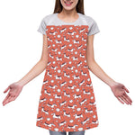 Orange Doodle Bull Terrier Pattern Print Adjustable Apron