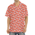 Orange Doodle Bull Terrier Pattern Print Aloha Shirt