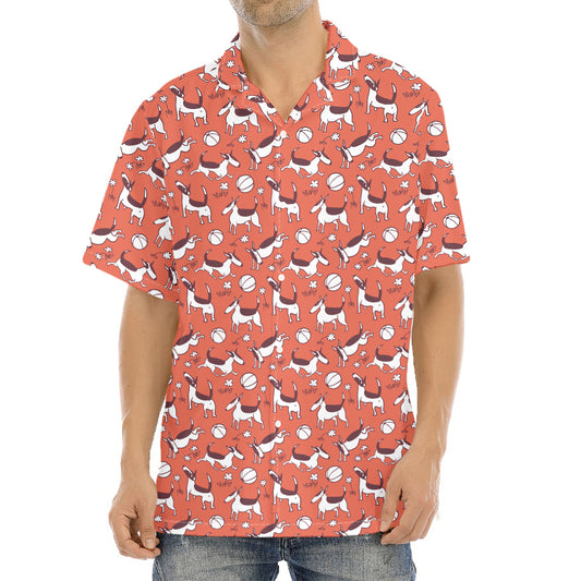 Orange Doodle Bull Terrier Pattern Print Aloha Shirt